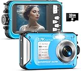 Yixinxin Unterwasserkamera 2.7K Digitalkamera wasserdichte 56MP Autofokus wasserdichte Kamera Fotokamera mit 32GB Karte