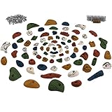 ALPIDEX 80 Klettergriffe | Inklusive Schrauben, Einschlagmuttern | Kletterfläche 6-10 m² | Griffe Größen XL - XS | Komplettset | Starterset - Farbe:bunt