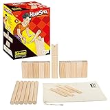 Idena 40175 - Kubb Spiel mit 10 Kubbs, 6 Wurfhölzern, König und 4 Eckstäben, inklusive Transport- und Aufbewahrungsbeutel