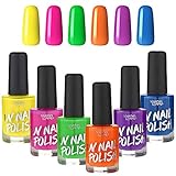 UV Glow Blacklight Nail Polish - 6 Color Variety Pack, 13 ml ‰ò Day or Night Stage, Clubbing or Costume Makeup by Splashes & Spills