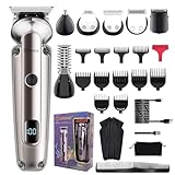 Hatteker Herren Haarschneidemaschine All-in-1 Bartschneider Profi Haarschneider Herren Präzisionstrimmer Barttrimmer Rasierer T-förmiger Trimmer Nasenhaartrimmer Körperhaartrimmer Wasserdicht