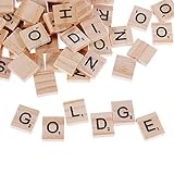 GOLDGE 100 Stück Scrabble Buchstaben Holz Buchstabe Fliesen zum Spielen, Lesen für Vorschule Kinder Bildung ,DIY Handwerk Dekoration