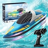 Zhwidnerso Ferngesteuertes Boot mit LED-Licht, 2,4-GHz RC Boot, Nie-Kentern Boot Ferngesteuert, 9.3MPH Speedboot, 120 Minuten Spielzeit Motorboot, für Kinder ab 8 Spielzeug, Seen, Pools, Erwachsene