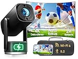 Beamer Mit Akku 【 ±270° Drehbar/Autofokus/Trapezkorrektur/Android Os 】 K2 Smart Projektor Mit WiFi Und Bluetooth, FüR Schlafzimmer Decke DraußEn Tragbar Film UnterstüTzt 1080p 4k Videowiedergabe