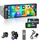 Alondy Autoradio Bluetooth 1 Din mit Bildschirm (6.9') Kompatibel mit Apple CarPlay [Wireless] Android Auto Typ-C USB (2,1A Schnellladung) Rückfahrkamera AM/FM/RDS Radio