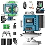 Kevsuvqin Kreuzlinienlaser, Laser Wasserwaage mit 2x3000mAh Batterien & LED-Anzeige, 4x360 Grad Laser Level, 4D 16 Linienlaser Selbstnivellierend/APP/Fernbedienung/IP54 Wasser & Staubdicht