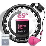 Leann L!fe U2 Schwarzer Hula-Hoop-Reifen mit 32 Knoten, 48,3 cm - 165,1 cm, verstellbarer gewichteter Hula-Hoop-Reifen für Kinder und Erwachsene, Gewichtsverlust, Infinity-Hoop-Übergröße,