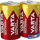 Varta Longlife Max Power D Mono LR20 Batterie (2er Pack) Alkaline Batterien – Made in Germany – ideal für Spielzeug und Alltagsgeräte