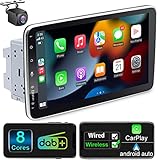 Android 12 Autoradio mit Navi 10.1 Zoll Bildschirm Eingebaut DAB+ Android Auto & Wireless Carplay Doppel Din Radio Auto Radio Touch Display mit Bluetooth 8 Core 2G+32G Rom WiFi 4G GPS AM/FM RDS 2din