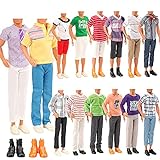 Miunana 8 Kleidung für Jungen Puppen = 3 Freizeitbekleidung Kleidung + 3 Hosen +2 Paar Schuhe für Puppen