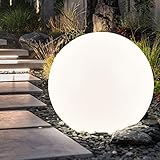 etc-shop Solarlampen für Außen Kugel Gartenleuchte Erdspieß Kugelleuchte Solar 30 cm LED Solarkugel für den Garten, weiß silber, 4x LED warmweiß, DxH 30x66,5 cm