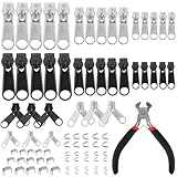 HEKOBAG 85 Stück Reißverschluss Reparaturset Reparatur Zipper Reißverschlüsse Schieber Ersatz Zipper Reparatur Set Metall Ersatzteil Reissverschluss Zipper mit Zange für Jacken Taschen