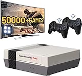 Super Console X Cube 256 GB Wireless Retro Videospielkonsole,Eingebaute 50+ Emulatoren & 50.000 Spiele, 4K TV HD/AV-Ausgang,Doppelte Controller-Spieler-Spielebox mit 2 Gamepads