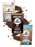 koawach Koffein Kakao Trio — Vegan & Bio leckere Trinkschokolade mit Koffein aus Guarana. Von herb bis süß - 1x Pur 1x Vollmilch Schoko 1x Weisse Schoko Pulver (3x100g)