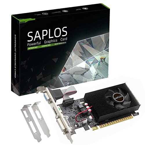 SAPLOS NVIDIA GT 730 Grafikkarte, 4GB, DDR3, 128 Bit, VGA DVI HDMI, Low Profile Graphics Card for PC, GPU Computer, PCI Express x 16, 2K Unterstützung, Geringer Stromverbrauch