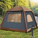 Aufblasbares Zelt mit Pumpe, 2-4 Personen Glamping Camping Zelte Haus, Easy Set Up Blow Up Familienzelte für 4 Jahreszeiten Wasserdichtes aufblasbares Zelt für Camping mit Mesh-Fenster.