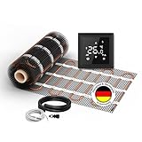 Elektrische Fußbodenheizung für Fliesen: Zweiader-Heizmatte WARMON ULTRA 200 W/m² inkl. Thermostat mit Bodensensor, Thermostat:, Mattengröße:2,5 m²