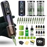 INKin Tattoo Maschine Set, CL4 Kabelloser Tattoo Set anfänger mit Zweiten 1800mAh Akku Stromversorgung, 4.0 Hublänge Rotations Tattoo Pen mit Tattoo Nadeln Set und Tattoo ink für Tattoo Künstler