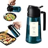 TrendPlain Ölsprüher für Speiseöl – 470ml Olivenöl Flasche mit Sichtschutz – 2-in-1 Ölspender & Sprühflasche – Mit Etiketten zur Beschriftung – Küchen Gadgets für Kochen, Salat & Grill – Schwarz