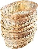 Batania 10er Set Weidenkörbchen, Brotkorb, Geschenkkorb, Präsentkorb, klein, geflochten, oval und leer | L 26 cm x B 19 cm x H 9 cm