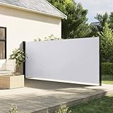 Keyroto Seitenmarkise, einziehbar, weiß, 160 x 500 cm, Seitenmarkise, Sichtschutz für den Außenbereich, Balkon, Seitenmarkise für den Außenbereich