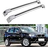 LYUFD 2 Stück Aluminium Relingträger Dachgepäckträger für BMW X3 F25 2011-2018, Gepäcktransport Reisen Camping Crossbar Querträger Dachträger,normal-Silver