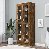 Myheimly Vitrinenschrank mit viel Stauraum, Beistellschrank für Schlafzimmer Wohnzimmer Büro, Büroschrank Schrank, Eichen-Optik Holzwerkstoff Räuchereiche 82,5x30,5x185,5 cm Holzwerkstoff