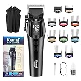 KEMEI 1858 Professionelle Haarschneidemaschine für Männer, Wiederaufladbare Barber Clippers für Haarschneiden, Kabelloser Haarschneider mit LED-Anzeige & 5-Gang-Einstellungen, Geschenke für Männer
