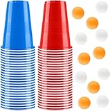 Rubessia Bierpong Becher Set, 500ML Beerpongbecher Enthält 100 Becher und 12 Tischtennisbälle, Beer Pong Becher, Wiederverwendbare Partybecher für Weihnachten Party Geburtstag Festivals Camping