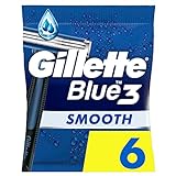 Gillette Blue3 Smooth Einwegrasierer Männer, 6 Rasierer mit 3-fach Klinge, um 40° beweglicher Schwenkkopf, Gleitstreifen mit ComfortGel-Technologie