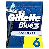 Gillette Blue3 Smooth Einwegrasierer Männer, 6 Rasierer mit 3-fach Klinge, um 40° beweglicher Schwenkkopf, Gleitstreifen mit ComfortGel-Technologie