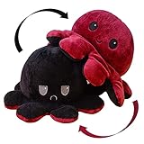 KUNSTIFY Plüschtier Oktopus Stimmungs Oktopus Kuscheltier Octopus plüschtier für Mädchen, für Frauen, für Kinder und die Ihre Laune ausdrücken wollen Geschenk für Freundin (rot/schwarz)