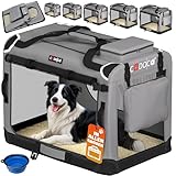 CADOCA® Hundebox faltbar Transportbox XL 82x56x58cm robust atmungsaktiv Transporttasche Auto Rückbank Haustiertransportbox Hundetragetasche Grau