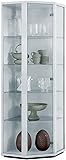 K-Möbel Eckvitrine in Weiss (176x56,5x56,5 cm) mit 4 Glasböden - Modellauto Vitrine Weiß - Vitrinenschrank Weiss - Sammlervitrine - Wohnzimmerschrank Glasvitrine Regal Wand Glas Schrank Glasturm