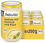 Bebivita Menüs ab 12. Monat Gemüse-Spätzle mit Käse, 250g 6er Pack (6x250g)