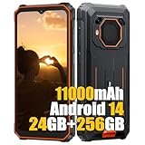 Blackview BV6200 Plus (2025) 4G Outdoor Handy ohne Vertrag, 24GB+256GB Outdoor Smartphone Android 14, 3W Lautsprecher, 6.56' Bildschirm, 11000mAh, IP68 Wasserdicht Baustellenhandy, OTG,GPS,NFC,Orange