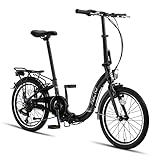 PACTO SIX - Hollandrad Hochwertiges Klappfahrrad 27cm Aluminiumrahmen Bike 20 Zoll Aluminiumräder Bicycle, 6 Speed Shimano Gänge Faltrad Klapprad Fahrrad Klappfahrrad Für Erwachsene Blau (Schwarz)