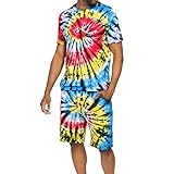 JiaMeng-ZI Männer Sommeroutfo Beach Kurzarm bedrucktes Hemd Kurzanzug Hemdhose mit Taschen Weste Schwebestativ (Blue, XL)