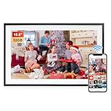 Frameo Digitaler Bilderrahmen 15,6 Zoll WiFi,1920x1080 FHD IPS Touchscreen Smart Fotorahmen,Elektronischer Fotorahmen Groß mit 32GB,Automatische Drehung,Teilen von Bildern, Videos,Wandmontage Möglich