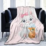 Kuscheldecke Süßes Häschen Trinkt Karottensaft Wohndecke Wärme Sofadecke Gemütlich Fleece Decke Für Bank Drinnen Wohnzimmer S