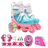 Verstellbare Rollschuhe, -Kinder-Balance-Rollschuhe, Mädchen im Alter von 3-8 Jahren Skating-Schuhe mit Sicherheitsausrüstung für Spielplatz, Fitnessstudio