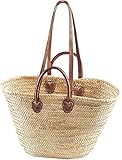 Kobolo Ibizatasche Strandtasche Korbtasche Palmblatttasche - Lederhenkel - ca 50x15x30 cm