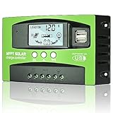 Depvko 30A MPPT Solarladeregler, 12V/24V Solar Laderegler Auto Tracking Solarpanel Regler mit LCD Display Dual USB Anschluss, Timer-Einstellung für Gel-versiegelte Flut- und Li-Batterien (Grün)