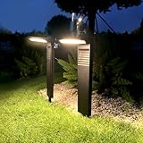 calflux Solarlampen für Außen Garten,2 Stück Hell Solarleuchten Stilvoll Solar Wegeleuchten,Wasserdicht Solar Gartenleuchten Auto Ein/Aus für Aussen Boden Gartendeko,Terrasse,Hof,Gehweg (Warmweiß)