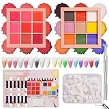 MKNZOME 18 Farben Nagelpulver Pigment für Nägel, Chrome Nail Powder, 100 Stück Nail Art Schwamm mit Metallgreifer, Sponge Brush Applikator, Glitzerpulver Nagelpuder Nailart Nageldesign Zubehör