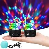 URAQT Mini Discokugel Licht,2 Stück DJ Ball USB Stimme Steuerung Disco Party Lichter Blitzlicht Bühnenbeleuchtung Effektlicht Tragbar Wiederaufladbar Discokugel für Alle Partys und Autoinnendekoration