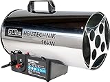 Güde Gasheizgebläse GGH 10 INOX (220-240 V, 10000 W Heizleistung, 500 m³/h Gebläseleistung, Piezozündung, Brenner und Gehäuse aus hochwertigem Edelstahl, 300mbar Druckminderer, 1,5 m Gasschlauch)