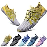 Fulidngzg Badeschuhe Damen 38 Wasserfest Wasserschuhe Bequeme Schuhe Gym Ultraleicht Orthoback Schuhe Hallux Valgus Schuhe Flach Trekking Wildling Schuhe Sneakers Weiß Sport Badeschuhe Barfußschuhe