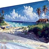 Mauspad Blau Mauspad XXL 1200 x 600 x 3 mm XXL Mousepad Strand Mousepad Gaming Zubehör mit Vernähten Kanten Design, Waschbares Mouse Pad Wasserdicht und Langlebig für Maus, Tastatur, Office Deko 62-Vt