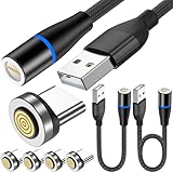 Xiatiaosann 7-poliges magnetisches Ladekabel, Typ-C-zu-USB-magnetisches Ladekabel mit LED-Leuchte (2 m + 1 m) für Typ-C-Geräte, mit magnetischen Typ-C-Steckern